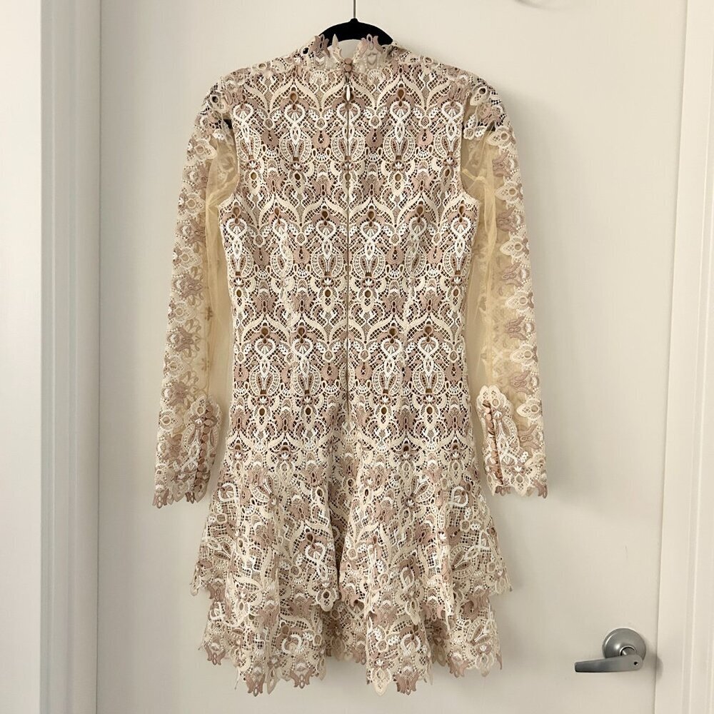 Jonathan Simkhai Natural Tulle-paneled Guipure Lace Mini Dress Nude Combo 6  NWT - Picture 11 of 16